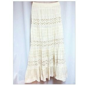 Decorated Originals Skirts - 100% Cotton Lace and Gauze Tiered Maxi-Skirt XL Decorated Originals Skirts - 100% Cotton Lace and Gauze Tiered Maxi-Skirt XL